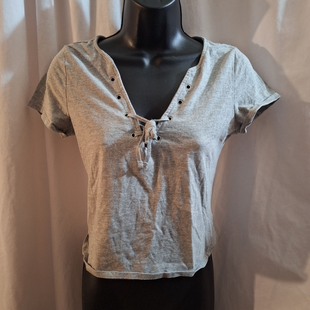 Divided Heather Gray Casual Top